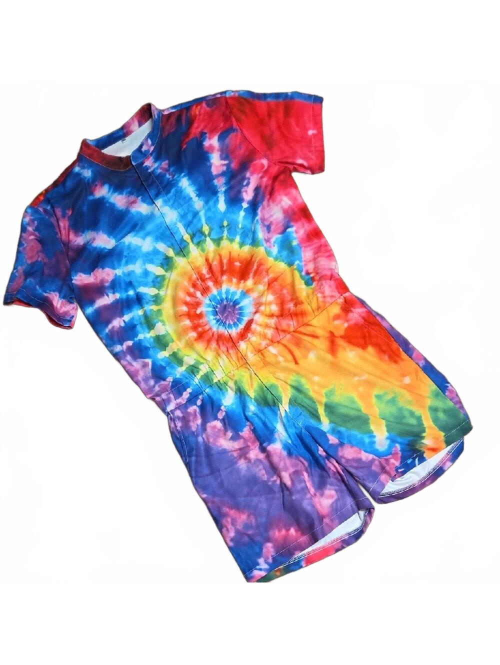 Tie-Dye Short Sleeve Romper | XL